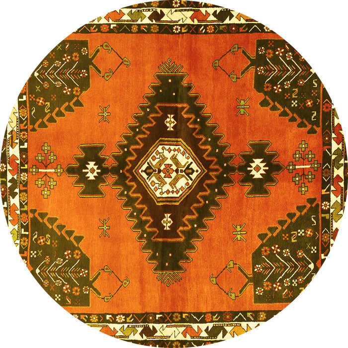 Round Persian Yellow Traditional Rug, tr2843yw