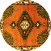 Round Persian Yellow Traditional Rug, tr2843yw