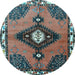 Round Machine Washable Persian Light Blue Traditional Rug, wshtr2843lblu