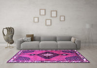 Machine Washable Persian Purple Traditional Rug, wshtr2843pur