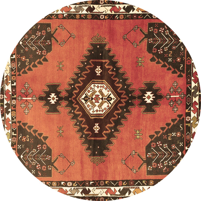 Round Machine Washable Persian Brown Traditional Rug, wshtr2843brn