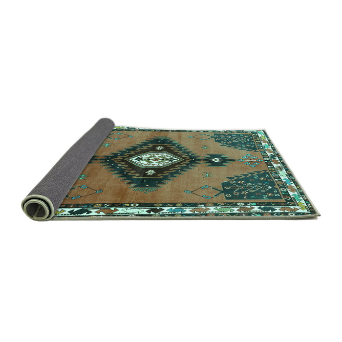 Sideview of Persian Turquoise Traditional Rug, tr2843turq