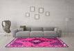 Machine Washable Persian Pink Traditional Rug in a Living Room, wshtr2843pnk