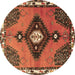 Round Persian Brown Traditional Rug, tr2843brn