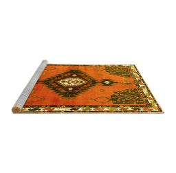 Sideview of Machine Washable Persian Yellow Traditional Rug, wshtr2843yw