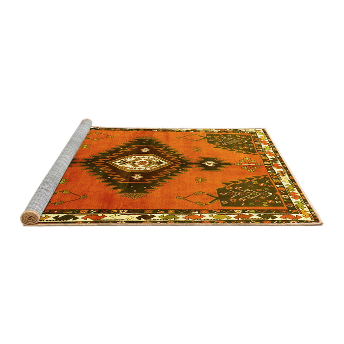 Sideview of Machine Washable Persian Yellow Traditional Rug, wshtr2843yw