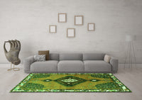 Machine Washable Persian Green Traditional Rug, wshtr2843grn