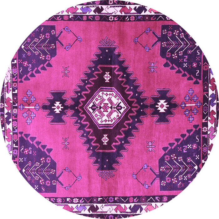 Round Persian Purple Traditional Rug, tr2843pur