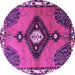 Round Persian Purple Traditional Rug, tr2843pur