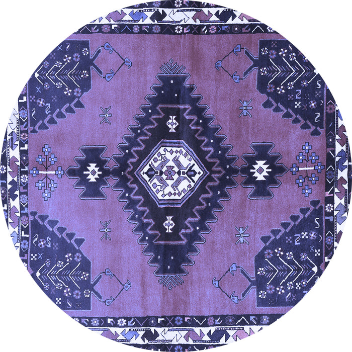 Round Machine Washable Persian Blue Traditional Rug, wshtr2843blu