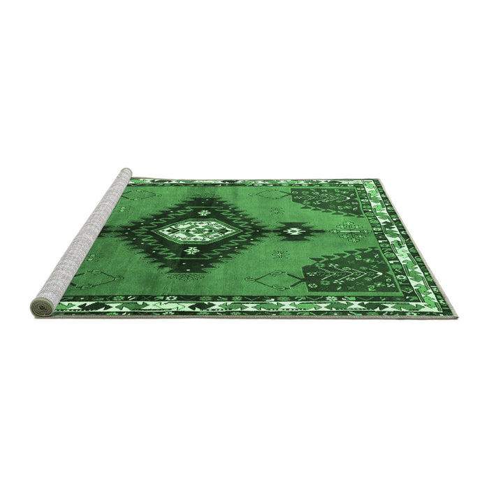 Sideview of Machine Washable Persian Emerald Green Traditional Area Rugs, wshtr2843emgrn