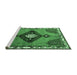 Sideview of Machine Washable Persian Emerald Green Traditional Area Rugs, wshtr2843emgrn