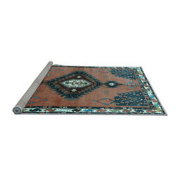 Sideview of Machine Washable Persian Light Blue Traditional Rug, wshtr2843lblu