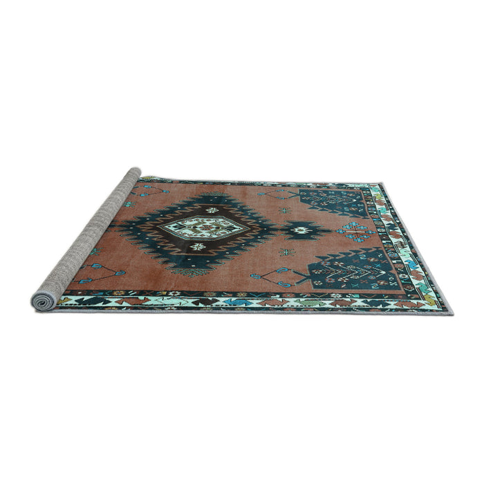 Sideview of Machine Washable Persian Light Blue Traditional Rug, wshtr2843lblu