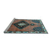 Sideview of Machine Washable Persian Light Blue Traditional Rug, wshtr2843lblu