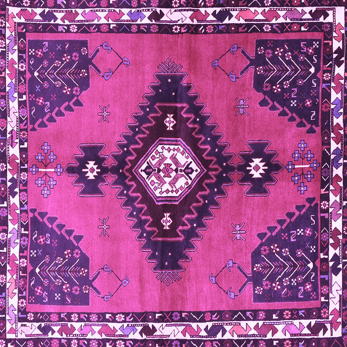 Square Machine Washable Persian Purple Traditional Area Rugs, wshtr2843pur