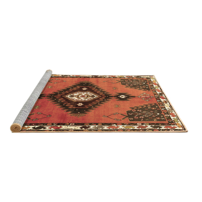 Sideview of Machine Washable Persian Brown Traditional Rug, wshtr2843brn