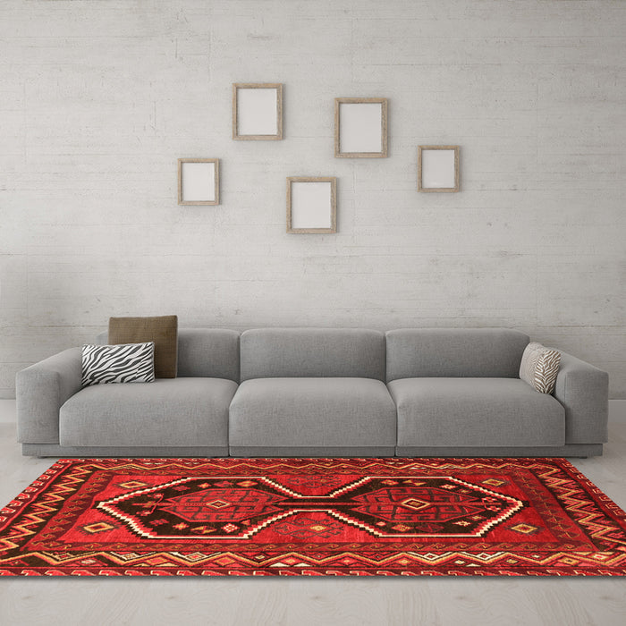 Machine Washable Persian Orange Traditional Area Rugs in a Living Room, wshtr2844org