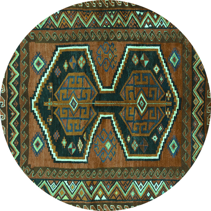 Round Persian Turquoise Traditional Rug, tr2844turq