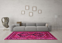 Machine Washable Persian Pink Traditional Rug, wshtr2844pnk