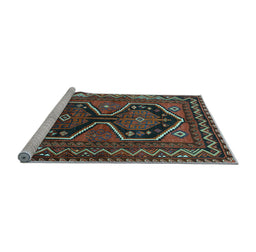 Sideview of Machine Washable Persian Light Blue Traditional Rug, wshtr2844lblu