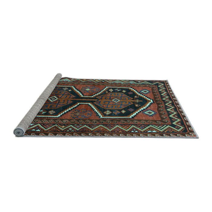 Sideview of Machine Washable Persian Light Blue Traditional Rug, wshtr2844lblu