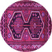 Round Machine Washable Persian Purple Traditional Area Rugs, wshtr2844pur