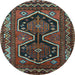 Round Persian Light Blue Traditional Rug, tr2844lblu