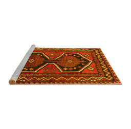 Sideview of Machine Washable Persian Yellow Traditional Rug, wshtr2844yw
