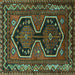 Square Machine Washable Persian Turquoise Traditional Area Rugs, wshtr2844turq