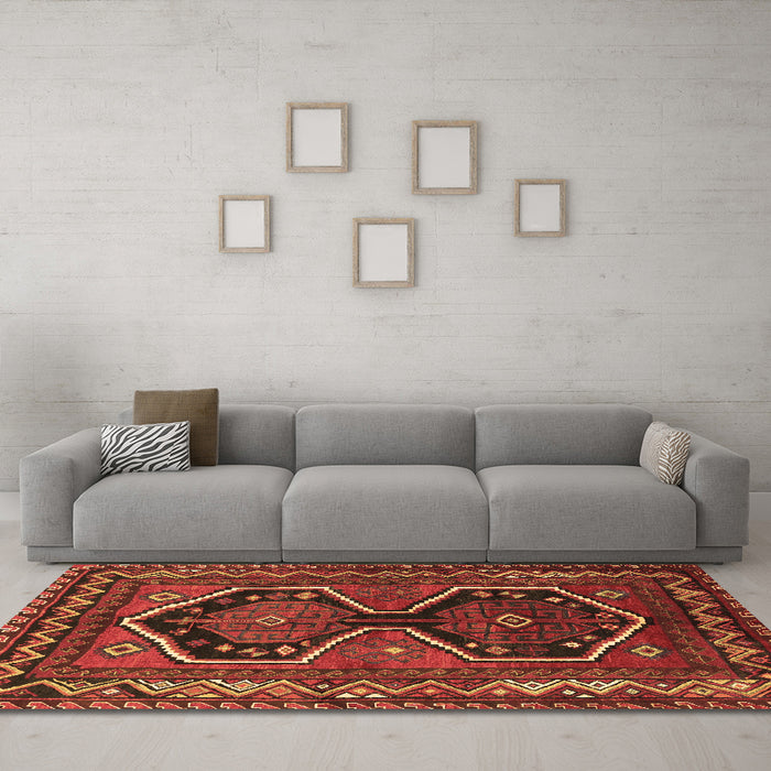 Machine Washable Persian Brown Traditional Rug in a Living Room,, wshtr2844brn