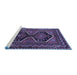 Sideview of Machine Washable Persian Blue Traditional Rug, wshtr2844blu