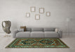 Machine Washable Persian Turquoise Traditional Area Rugs in a Living Room,, wshtr2844turq