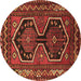 Round Persian Brown Traditional Rug, tr2844brn