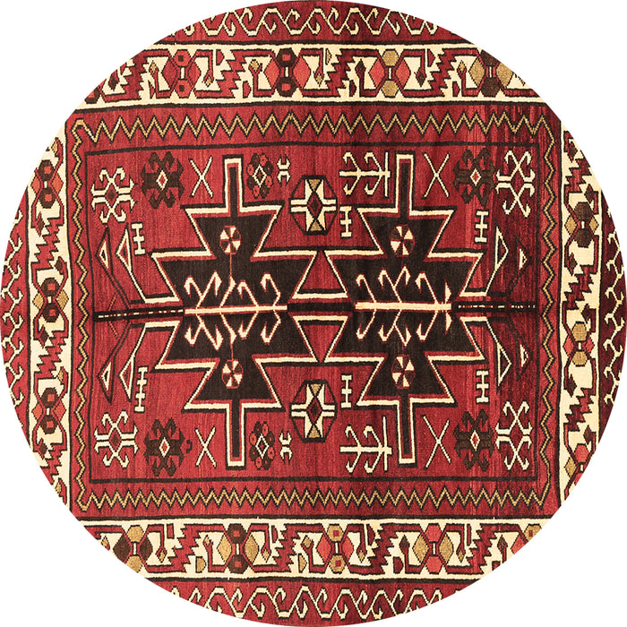 Round Machine Washable Persian Brown Traditional Rug, wshtr2845brn