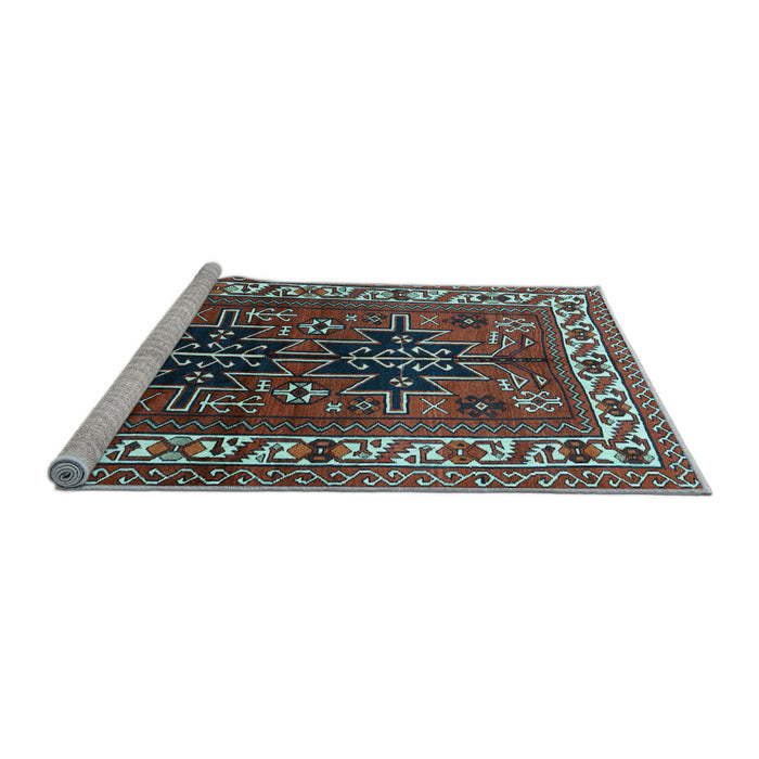 Sideview of Machine Washable Persian Light Blue Traditional Rug, wshtr2845lblu