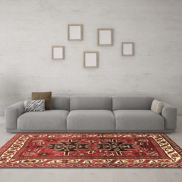 Machine Washable Persian Brown Traditional Rug in a Living Room,, wshtr2845brn