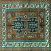Square Persian Turquoise Traditional Rug, tr2845turq