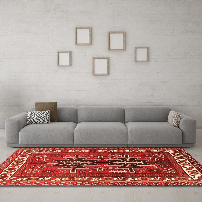 Machine Washable Persian Orange Traditional Area Rugs in a Living Room, wshtr2845org
