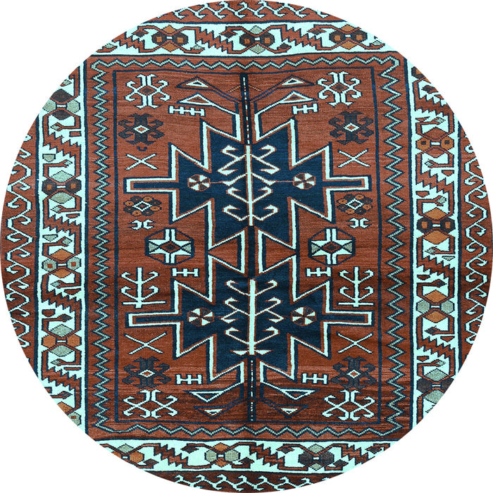 Round Machine Washable Persian Light Blue Traditional Rug, wshtr2845lblu