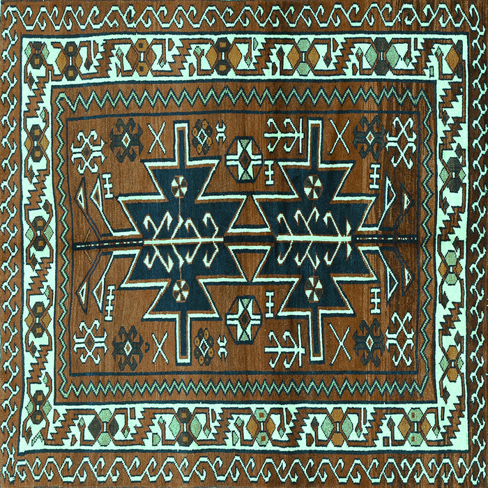 Square Machine Washable Persian Turquoise Traditional Area Rugs, wshtr2845turq