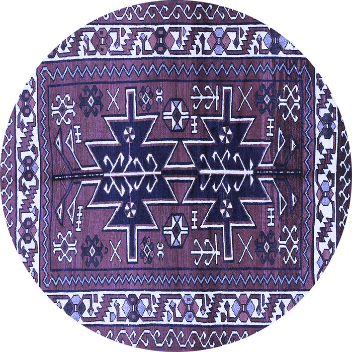 Round Machine Washable Persian Blue Traditional Rug, wshtr2845blu