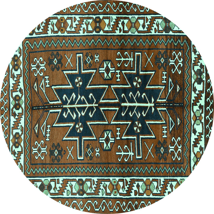 Round Persian Turquoise Traditional Rug, tr2845turq