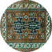 Round Persian Turquoise Traditional Rug, tr2845turq