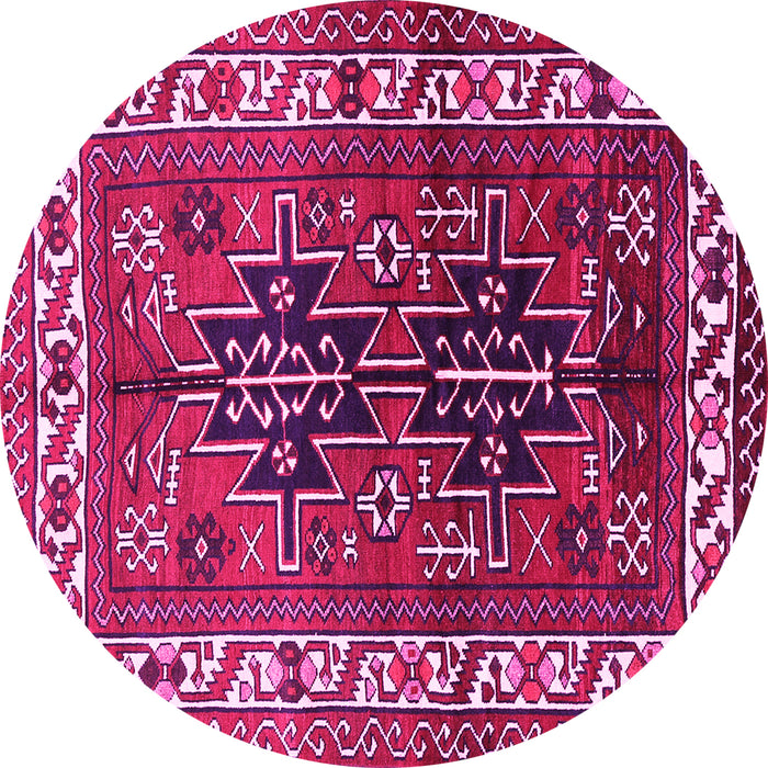 Round Machine Washable Persian Pink Traditional Rug, wshtr2845pnk