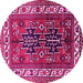 Round Machine Washable Persian Pink Traditional Rug, wshtr2845pnk