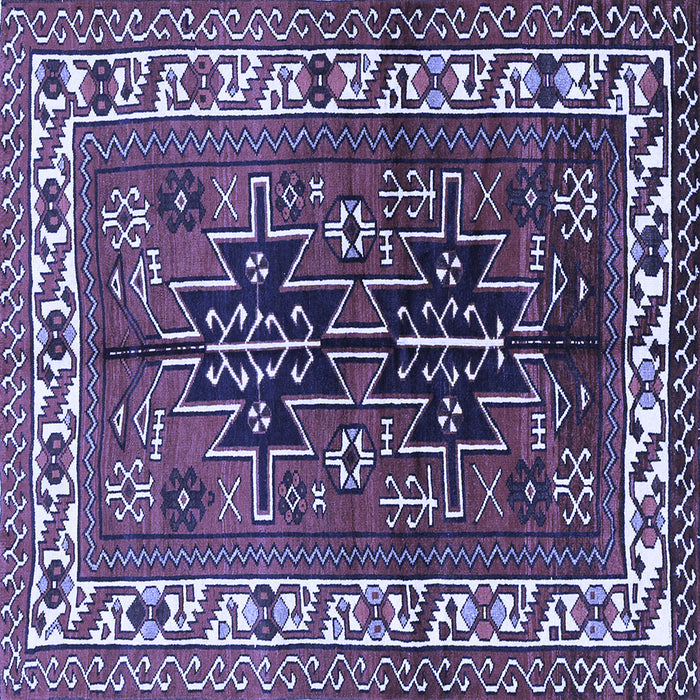 Square Machine Washable Persian Blue Traditional Rug, wshtr2845blu