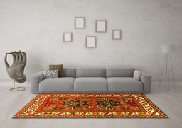 Machine Washable Persian Yellow Traditional Rug in a Living Room, wshtr2845yw
