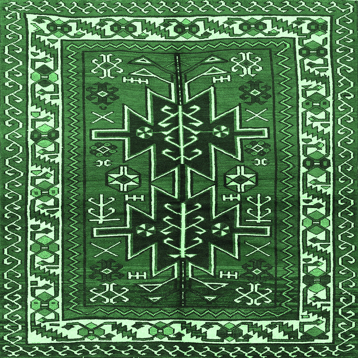 Square Machine Washable Persian Emerald Green Traditional Area Rugs, wshtr2845emgrn