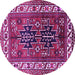 Round Machine Washable Persian Purple Traditional Area Rugs, wshtr2845pur